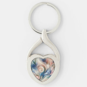 Waterverf Fantasy Floral Romantisch Patroon Sleutelhanger