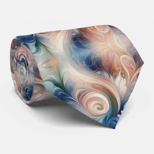 Waterverf Fantasy Floral Romantisch Patroon Stropdas (Opgerold)