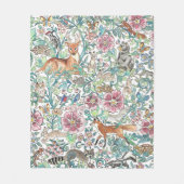 Waterverf Fantasy Forest Animals Woodland Floral Fleece Deken (Voorkant)