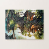 Waterverf fantasy grillig bosgebied legpuzzel (Horizontaal)