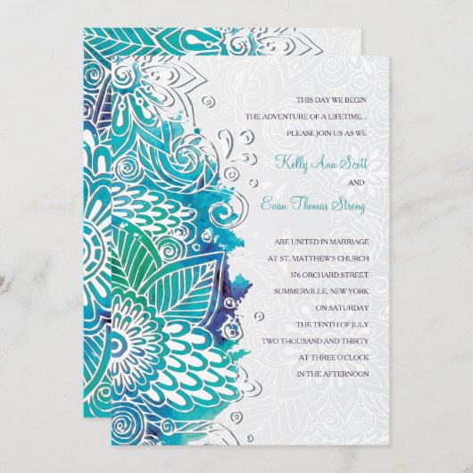 Waterverf Fantasy Uitnodiging (Voorkant / Achterkant)