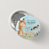 Waterverf Farm Animals Boy Baby shower Ronde Button 3,2 Cm (Voorkant /achterkant)