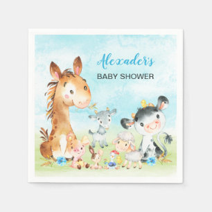 Waterverf Farm Animals Boy Baby shower Servet