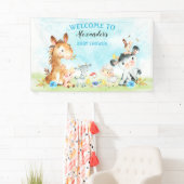 Waterverf Farm Animals Boy Baby shower Spandoek (Insitu)