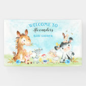 Waterverf Farm Animals Boy Baby shower Spandoek (Horizontaal)