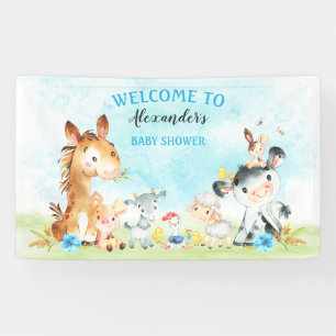 Waterverf Farm Animals Boy Baby shower Spandoek