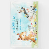 Waterverf Farm Animals Boy Baby shower Spandoek (Verticaal)