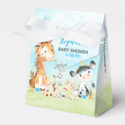 Waterverf Farm Animals Boy Baby Showerm Bedankdoosjes (Voorkant Zijde)