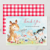 Waterverf Farm Animals Girl Bedankkaart (Voorkant / Achterkant)