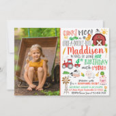 Waterverf Farmer Birthday Uitnodiging met foto (Voorkant)