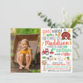 Waterverf Farmer Birthday Uitnodiging met foto (Staand voorkant)