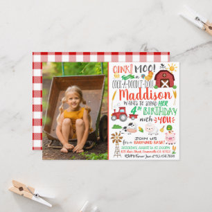 Waterverf Farmer Birthday Uitnodiging met foto