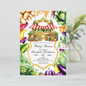 Waterverf Farmer's Market Baby shower Kaart (Staand voorkant)