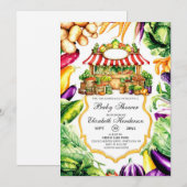 Waterverf Farmer's Market Baby shower Kaart (Voorkant / Achterkant)