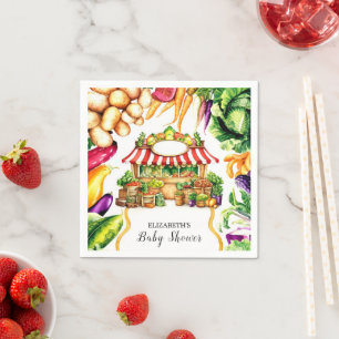 Waterverf Farmer's Market Baby shower Servet