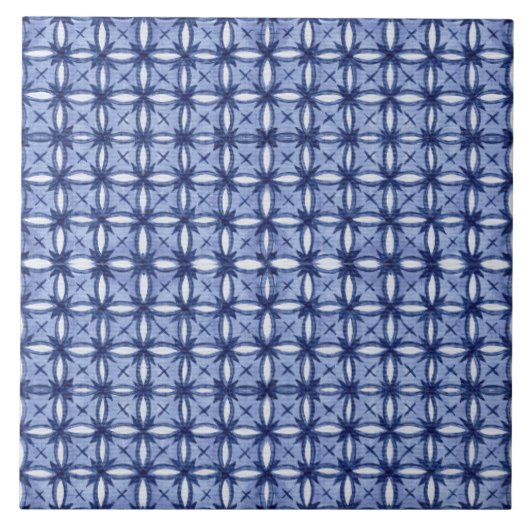 Waterverf Farmhouse Pattern Blue White Field Tegeltje (Voorkant)