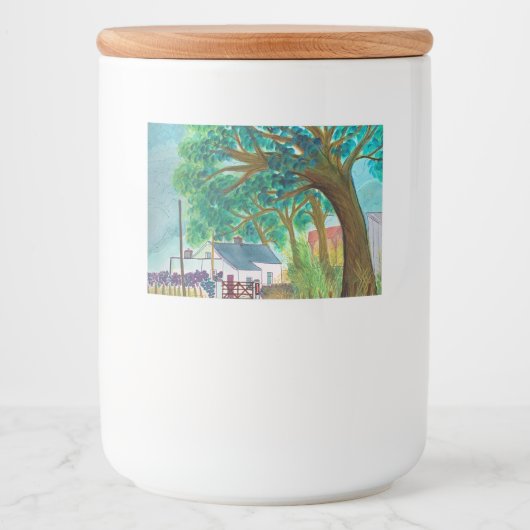 Waterverf Farmhouse Voedselcontainer Etiket (Voorkant)