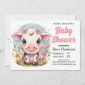 Waterverf Farmyard Modern Koe Baby shower Kaart (Voorkant)