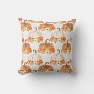 Waterverf Faux Glitter Herfst Pumpkins Kussen