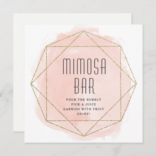 Waterverf faux glitter Mimosa bar Kaart (Voorkant / Achterkant)