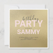 Waterverf Faux Gold en Pink Birthday Party (Voorkant)