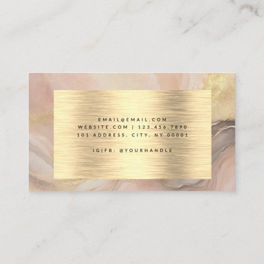 Waterverf Faux Gold Folie Blush Pink Elegant Visitekaartje (Achterkant)