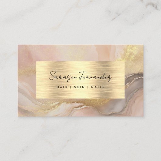 Waterverf Faux Gold Folie Blush Pink Elegant Visitekaartje (Voorkant)