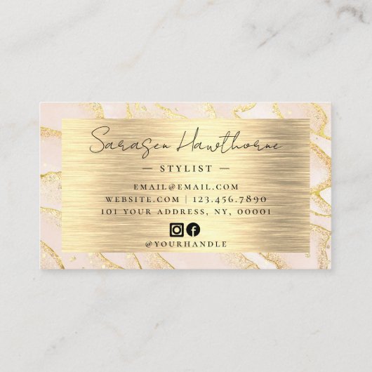 Waterverf Faux Gold Folie Brushed Metal Glitter Visitekaartje (Achterkant)