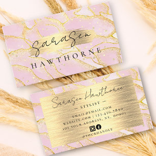 Waterverf Faux Gold Folie Brushed Metal Pink Visitekaartje