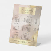 Waterverf Faux Gold Folie Prijslijst Zwart Blush Reclamebord Met Voetstuk (Voorkant)