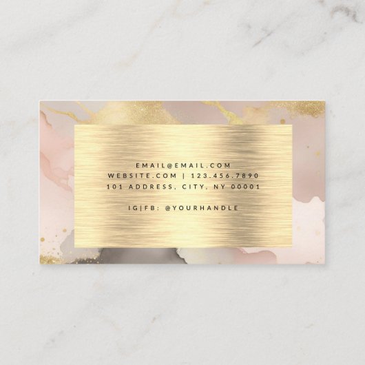 Waterverf Faux Gold Folie Zwart Blush Roze Elegant Visitekaartje (Achterkant)