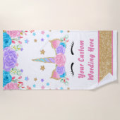 Waterverf Faux Gold Glitter Unicorn Persoonlijk Strandlaken (Voorkant)