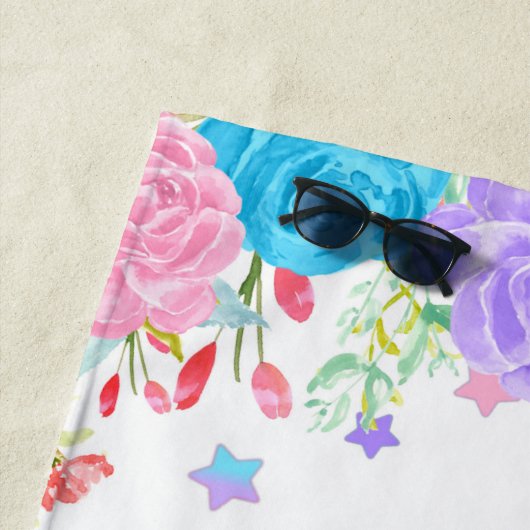 Waterverf Faux Gold Glitter Unicorn Persoonlijk Strandlaken (In situ)