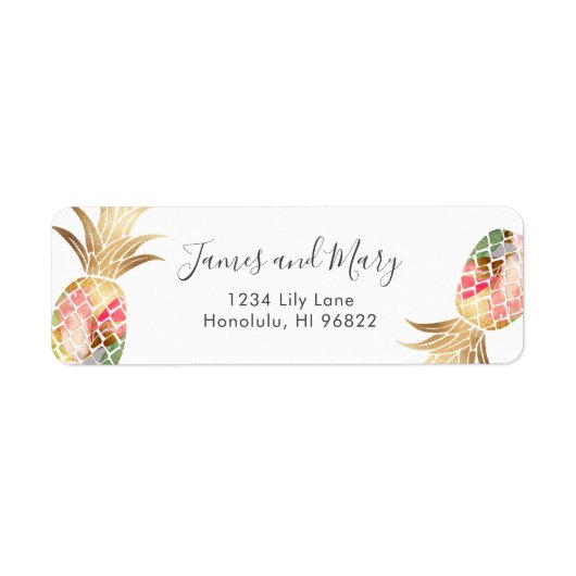 Waterverf Faux Gold Pineappels Etiket (Voorkant)