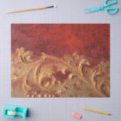 Waterverf faux goud Barok ornament diep rood Tissuepapier (Craft)