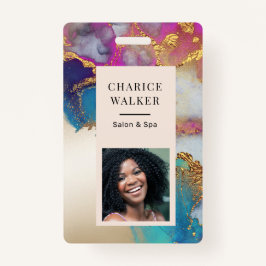 waterverf faux gouden folie salon foto naam badge