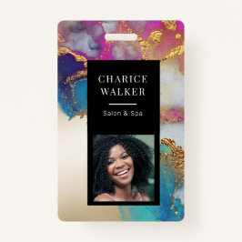 waterverf faux gouden folie salon foto naam badge