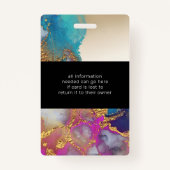 waterverf faux gouden folie salon foto naam badge (Achterkant)