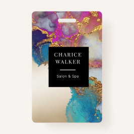 waterverf faux gouden folie salon monogram naam badge