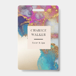 waterverf faux gouden folie salon monogram naam badge