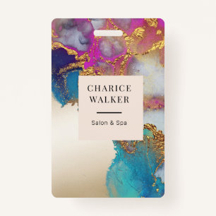 waterverf faux gouden folie salon monogram naam badge