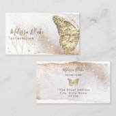 waterverf faux gouden glitter vlinder visitekaartje (Voorkant / Achterkant)