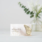 waterverf faux gouden glitter vlinder visitekaartje (Staand voorkant)