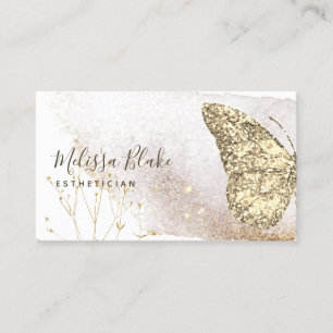 waterverf faux gouden glitter vlinder visitekaartje