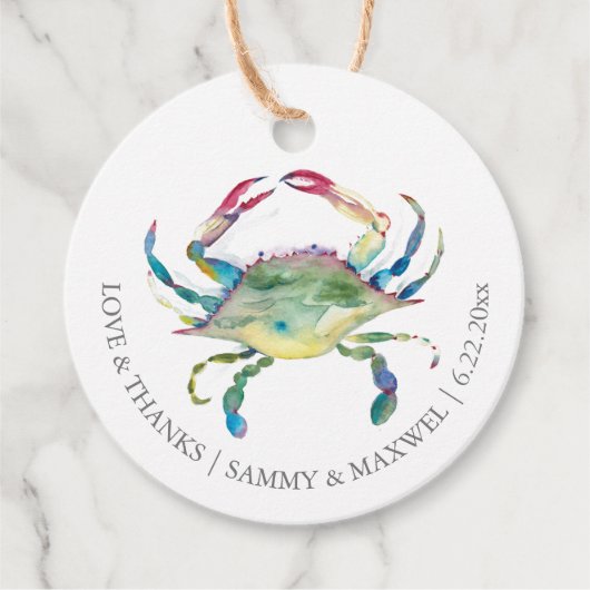 Waterverf Favor Cadeau Labels Strand Bruiloft (Voorkant)