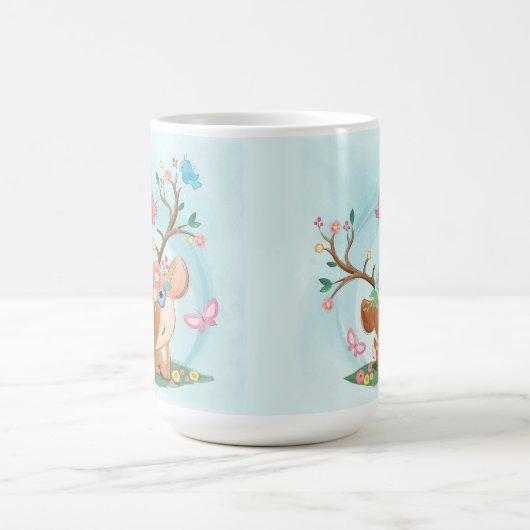 Waterverf Fawn, Birds, Butterflies Koffiemok (Center)