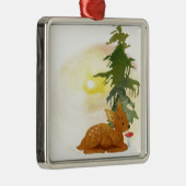Waterverf Fawn Metalen Ornament (Rechts)