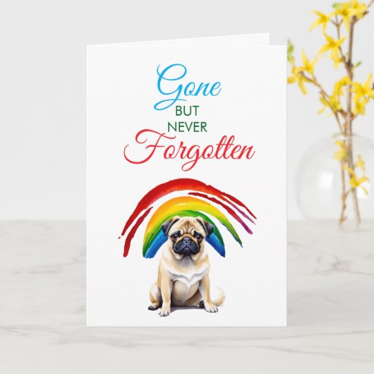 Waterverf Fawn Pug Pet Loss Sympathie Kaart (Gele Bloem)