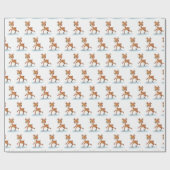 Waterverf Fawn schaatsen Cadeaupapier (Vlak)
