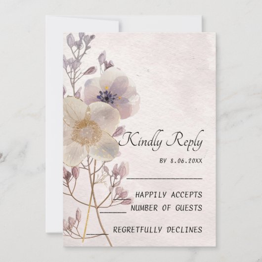 Waterverf Faye Bloemen Bruiloft RSVP Kaarten (Voorkant)